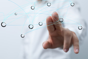  Global network connection World map abstract technology background global business innovation concept