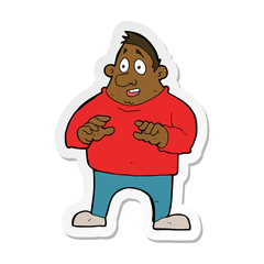 sticker of a cartoon excited overweight man
