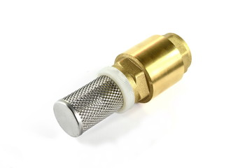 Metal pipe bends,Water inlet pipe valve on white background .