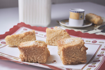 cup of milk with sponge cake