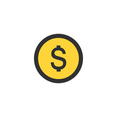 Money icon, dollar symbol in circle. cash or coin illustration. currency financial icon. Vector illustration isolated on white background.