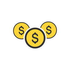 Money icon, dollar symbol in circle. cash or coin illustration. currency financial icon. Vector illustration isolated on white background.