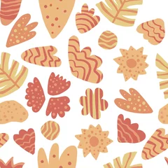 Fotobehang Naadloze herfst Contemporary leaves seamless pattern. Hand draw abstract floral wallpaper.  © smth.design