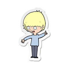 sticker of a cartoon boy with question