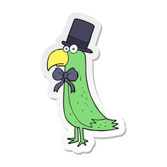 sticker of a cartoon posh parrot