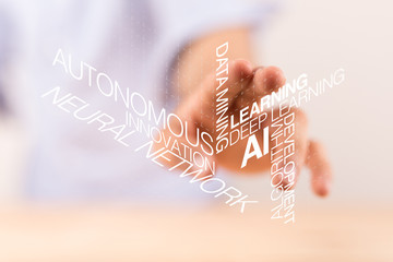 Big data and artificial intelligence concept. Machine learning and cyber mind domination concept in...
