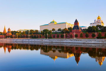 Kremlin with Grand Palace and Churches at Moscow River