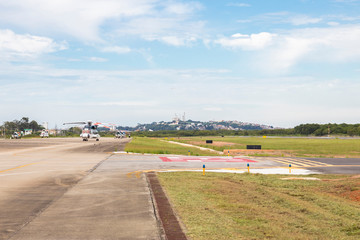 new airplane runway from macaé airport, rio de janeiro, brazil