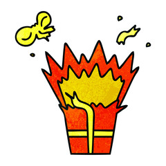 quirky hand drawn cartoon of an explosive present