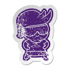 distressed old sticker kawaii kid with shades
