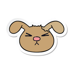 sticker of a quirky hand drawn cartoon dog face