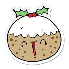 sticker of a cute cartoon christmas pudding