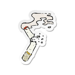 retro distressed sticker of a cartoon broken cigarette