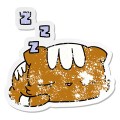 distressed sticker cartoon of cute kawaii cat