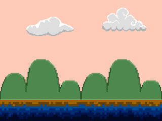 Obraz premium Colored videogame stage image. Vector illustration design