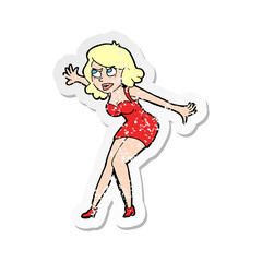 retro distressed sticker of a cartoon female spy