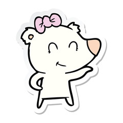 sticker of a female polar bear cartoon