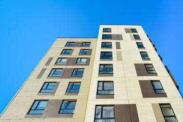 Fototapeta premium Apartment home residential building complex real estate copy space