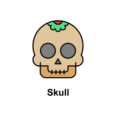 Fototapeta premium Skull, decorative icon. Element of Cinco de Mayo color icon. Premium quality graphic design icon. Signs and symbols collection icon for websites, web design, mobile app