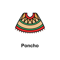 Poncho, dress icon. Element of Cinco de Mayo color icon. Premium quality graphic design icon. Signs and symbols collection icon for websites, web design, mobile app