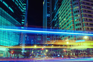 Raffles Quay Street Singapore Stock Exchange building at night