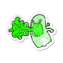 retro distressed sticker of a funny cartoon ghost