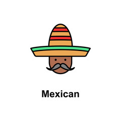 Mexican, man icon. Element of Cinco de Mayo color icon. Premium quality graphic design icon. Signs and symbols collection icon for websites, web design, mobile app