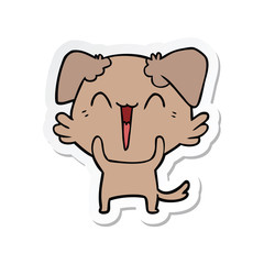 sticker of a happy little dog cartoon