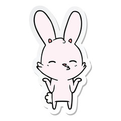 sticker of a curious bunny cartoon