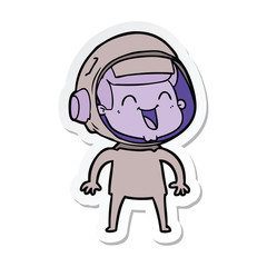 sticker of a happy cartoon astronaut
