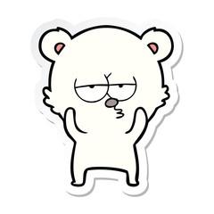 sticker of a bored polar bear cartoon