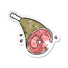 retro distressed sticker of a cartoon meat