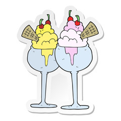 sticker of a cartoon ice cream