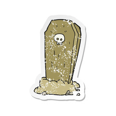 retro distressed sticker of a cartoon spooky coffin