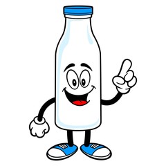 Milk Mascot Pointing - A vector cartoon illustration of a Milk Mascot pointing.