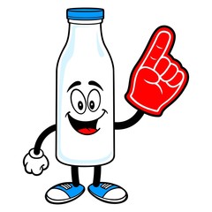 Milk Mascot with a Foam Hand - A vector cartoon illustration of a Milk Mascot with a Foam Hand.