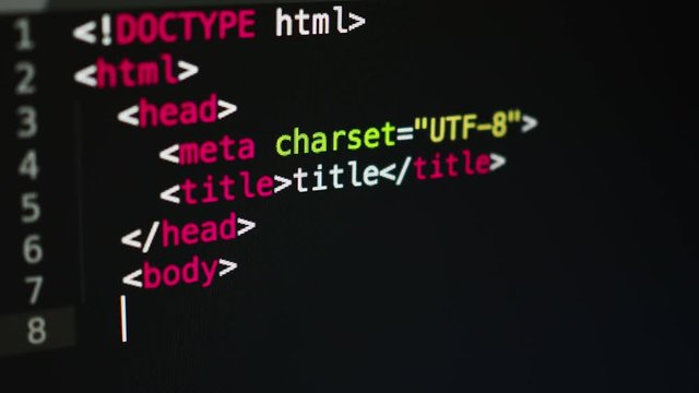 Writing HTML code close up