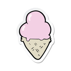 sticker of a cartoon ice cream