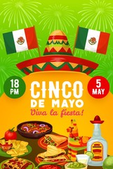 Cinco de Mayo holiday sombrero, food and drinks