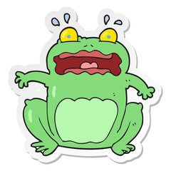 sticker of a cartoon funny frightened frog
