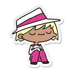 sticker cartoon of a cute kawaii person