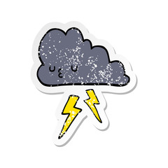 distressed sticker of a cartoon storm cloud
