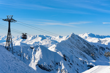 Ski lifts at Hintertux Glacier ski resort in Zillertal Austria