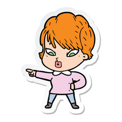 sticker of a cartoon woman