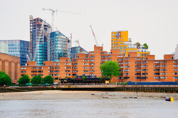 Fototapeta premium Construction of Apartment residential house near Thames River in London