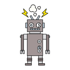 cute cartoon malfunctioning robot