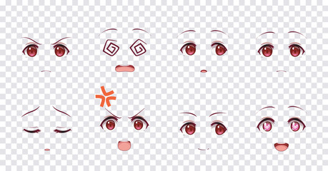 Fototapeta premium Emotions red eyes of anime manga girls