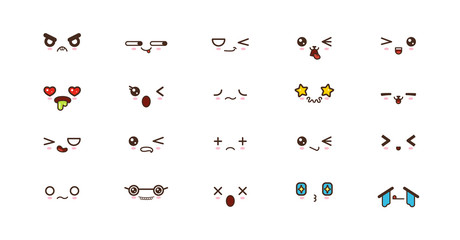 Kawaii smile emoticons. Japanese emoji