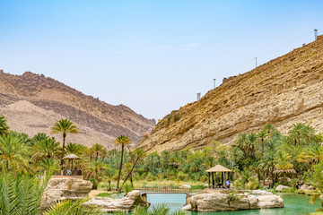 Fototapeta na wymiar Wadi Bani Khalid in Oman. It is located about 203 km from Muscat and 120 km from Sur.