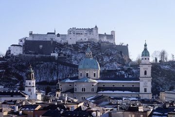 Panorama with Landscape in Old city and Hohensalzburg castle Salzburg